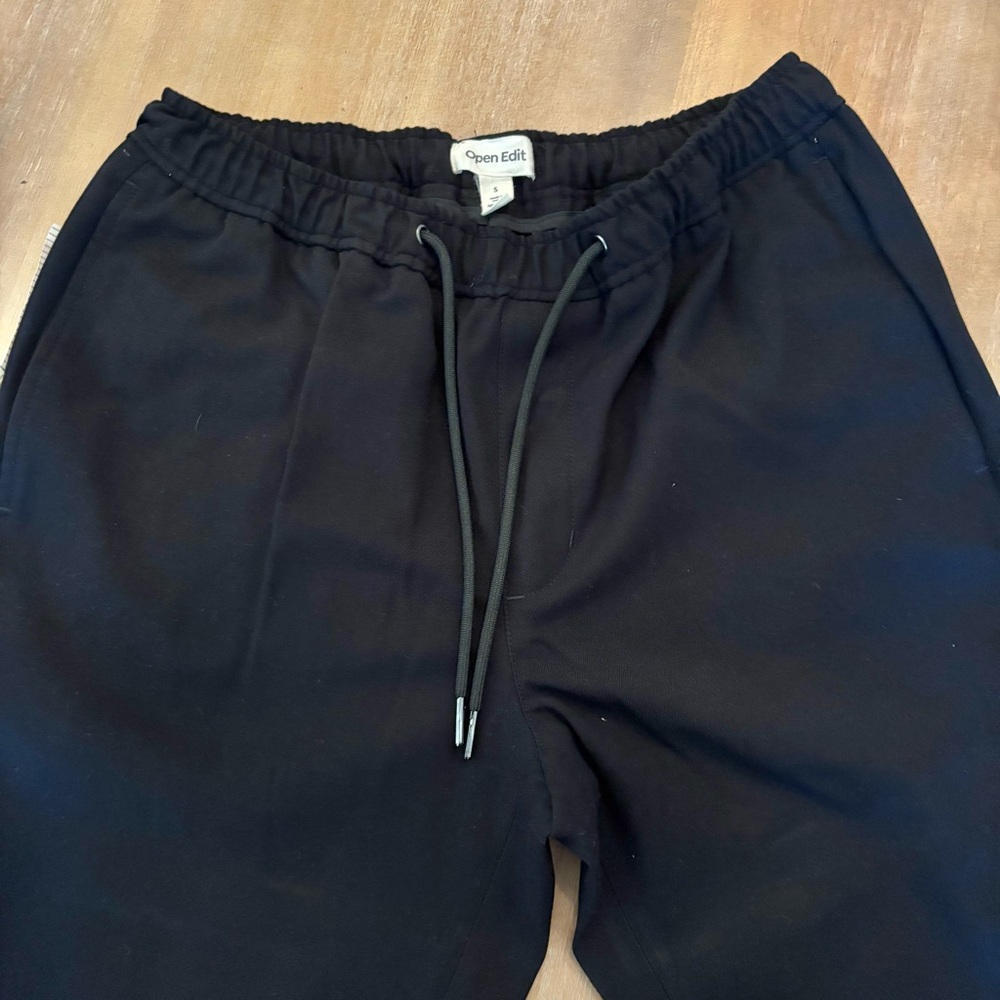 Open Edit Black Drawstring Front Cuffed Pants, Size Small - Picture 2 of 8
